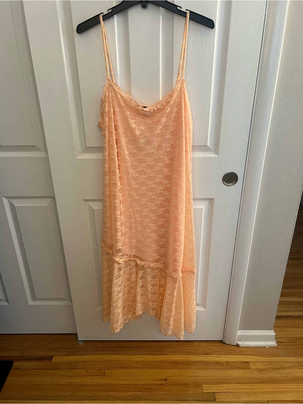 Peach Lace Slip Dress with adjustable straps